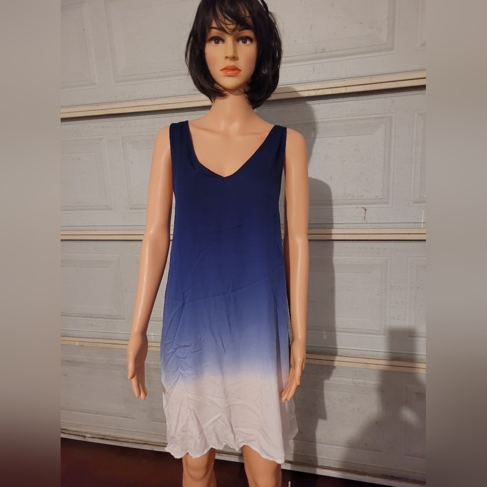 Blue and White Ombre Sleeveless Dress